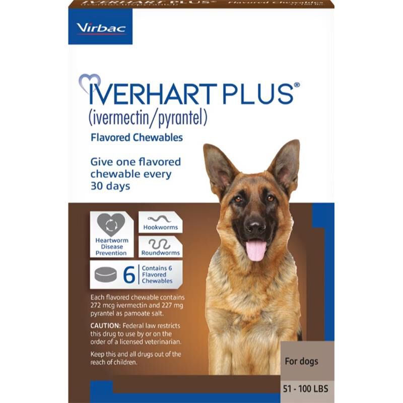 Iverhart Plus 51-100 lbs  6 Month Supply Brown