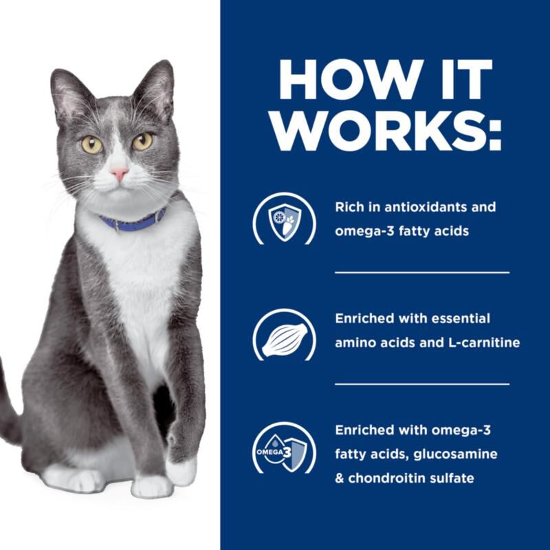 Hill's Prescription Diet Brain Care + j/d Joint Care Feline Dry Cat Food with Salmon, 4 lb bag