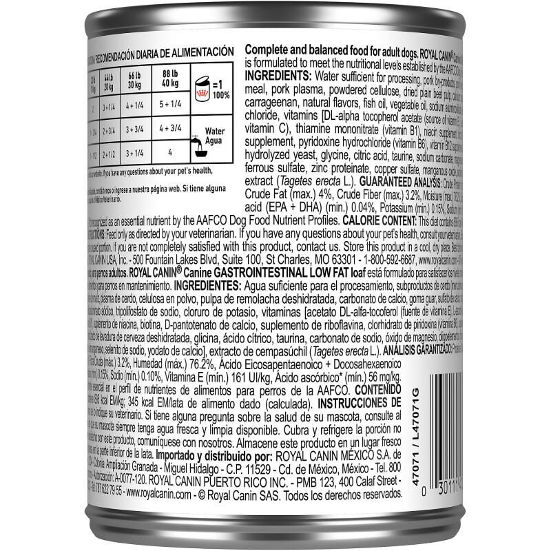 Royal Canin Veterinary Diet Adult Gastrointestinal Low Fat Canned Dog Food Wet Loaf, 12 x 13.5 oz cans