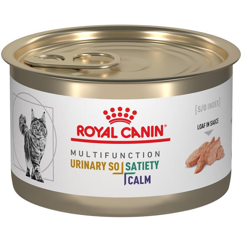 Royal Canin Veterinary Diet Adult Multifunction Urinary SO + Satiety + Calm Loaf in Sauce Canned Cat Food, 24 x 5.1 oz cans