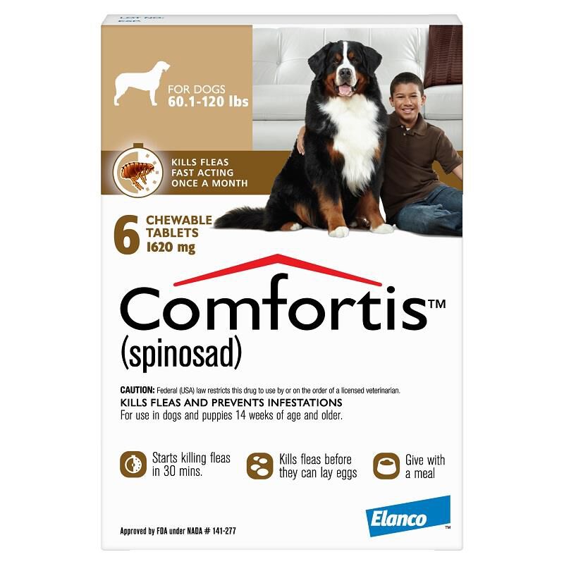 Comfortis Chewable Tablets Tablets for Dogs 60.1-120 lbs Brown, 6 Month Supply