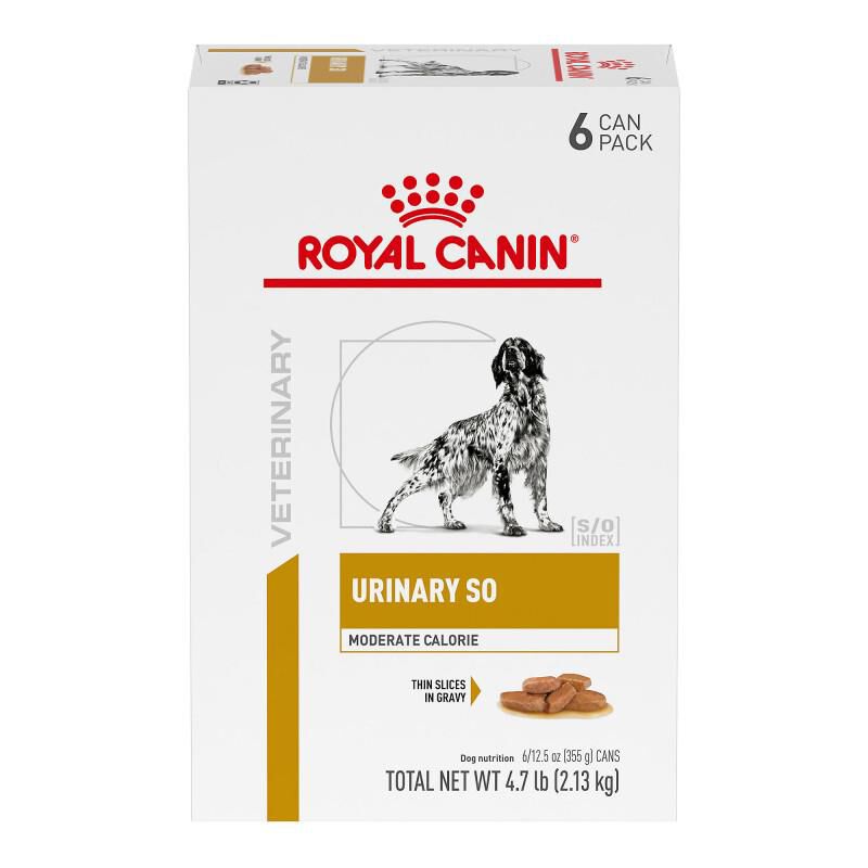 Royal Canin Veterinary Diet Adult Urinary SO Moderate Calorie Thin Slices in Gravy Canned Dog Food, 6 x 12.5 oz cans