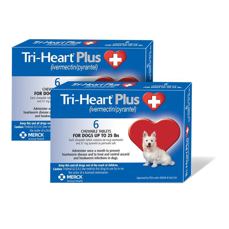 Tri-Heart Plus Chewable Tablets for Dogs 1-25 lbs Blue, 12 Month Supply