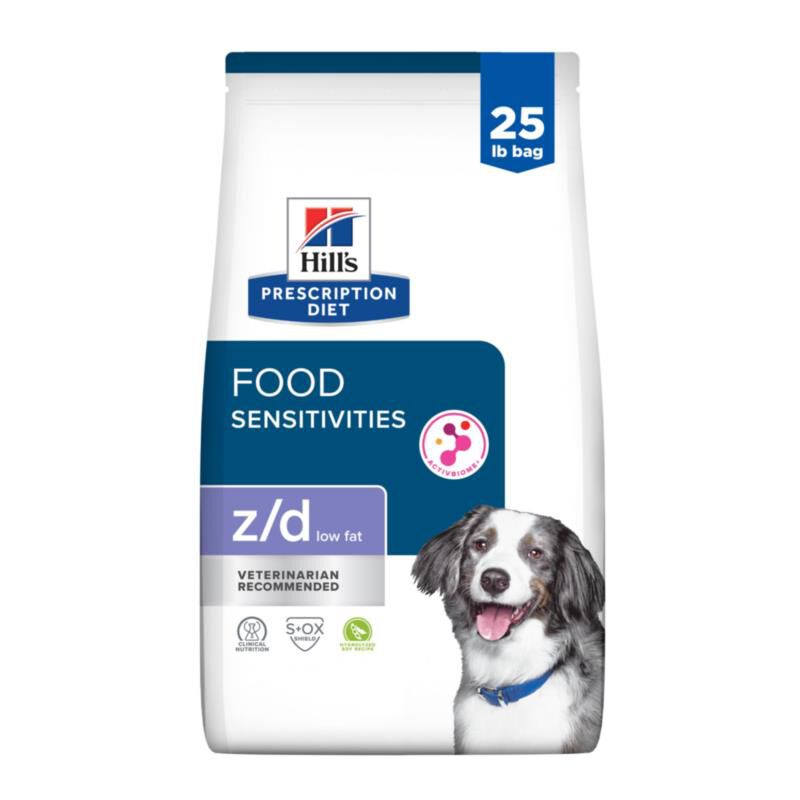Hill's Prescription Diet z/d Low Fat Hydrolyzed Soy Recipe Food Sensitivities Dry Dog Food, 25 lb bag