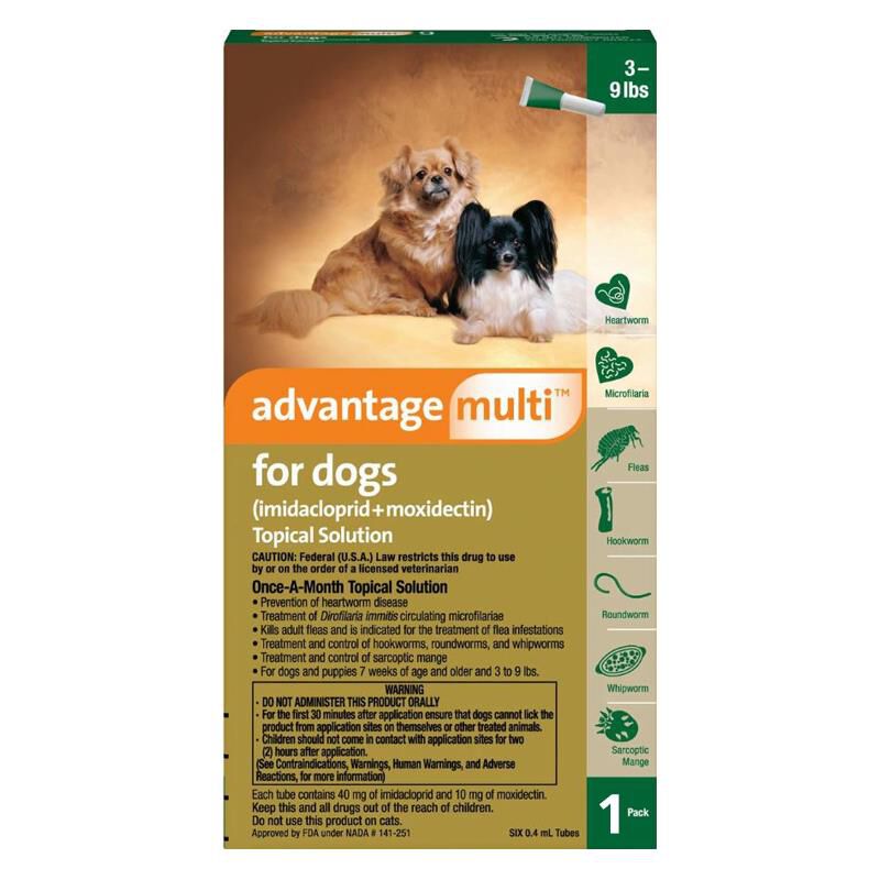 Advantage Multi for Dogs 3-9 lbs Green, 1 Month Supply