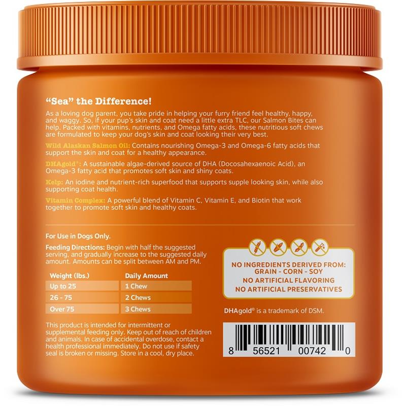 Zesty Paws Salmon Bites Skin & Coat Supplement for Dogs Salmon Flavor