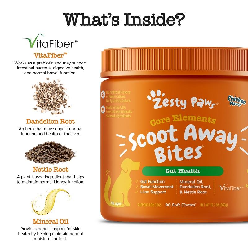 Zesty Paws Core Elements Scoot Away Bites Gut Health Digestion