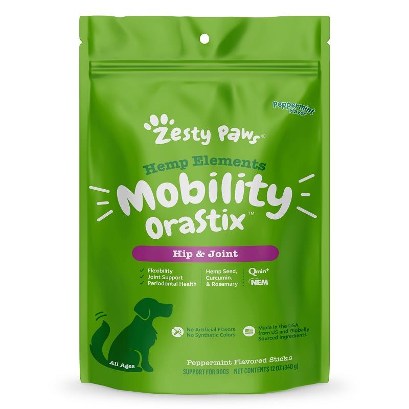 Zesty Paws Hemp Elements Mobility OraStix Hip & Joint Supplement for