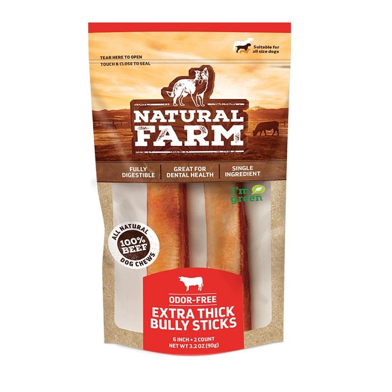 Natural Farm Odor Free 6" Extra Thick Bully Sticks