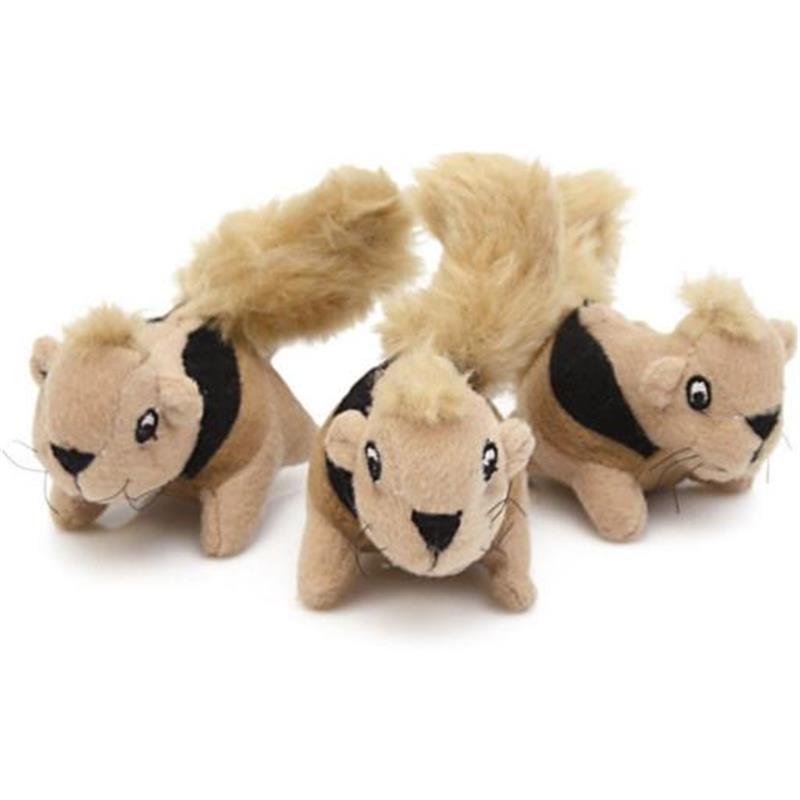 Outward Hound Squeakin Animals Squirrel Plush Dog Toys, 3 pack