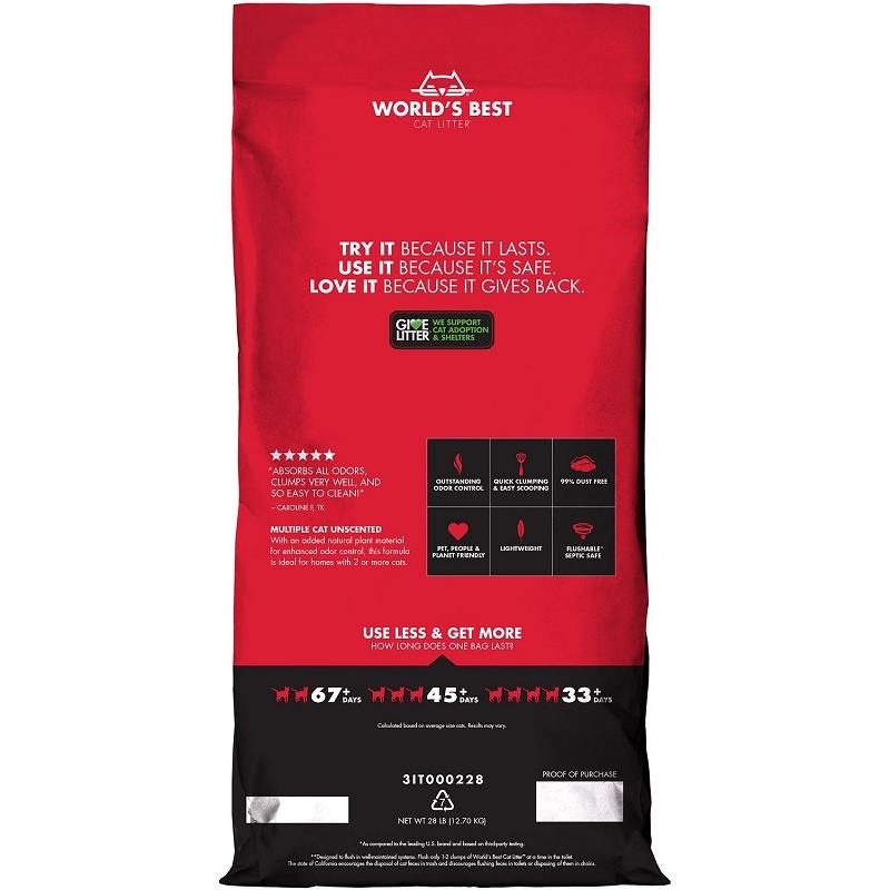 World's Best Multiple Cat Unscented Clumping Formula Cat Litter Allivet