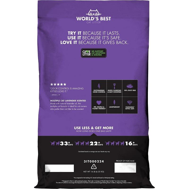 World's Best Lavender Scented Multiple Cat Clumping Formula Cat Litter