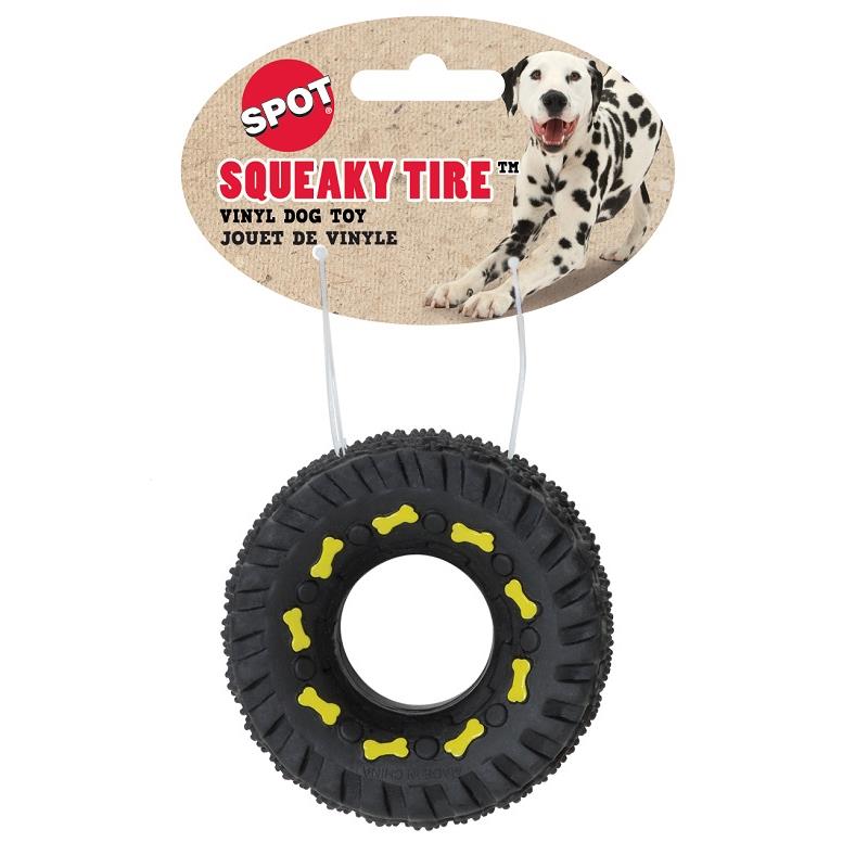 Ethical Pet Spot Squeaky Tire Vinyl Single Dog Toy 3.5", Color Varies