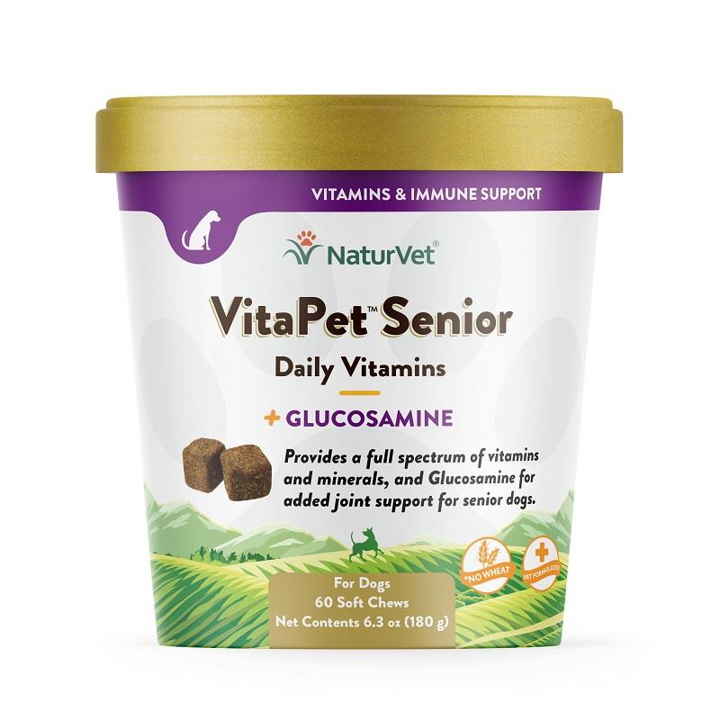 NaturVet VitaPet Senior Daily Vitamins Plus Glucosamine Soft Chews for Dogs Allivet