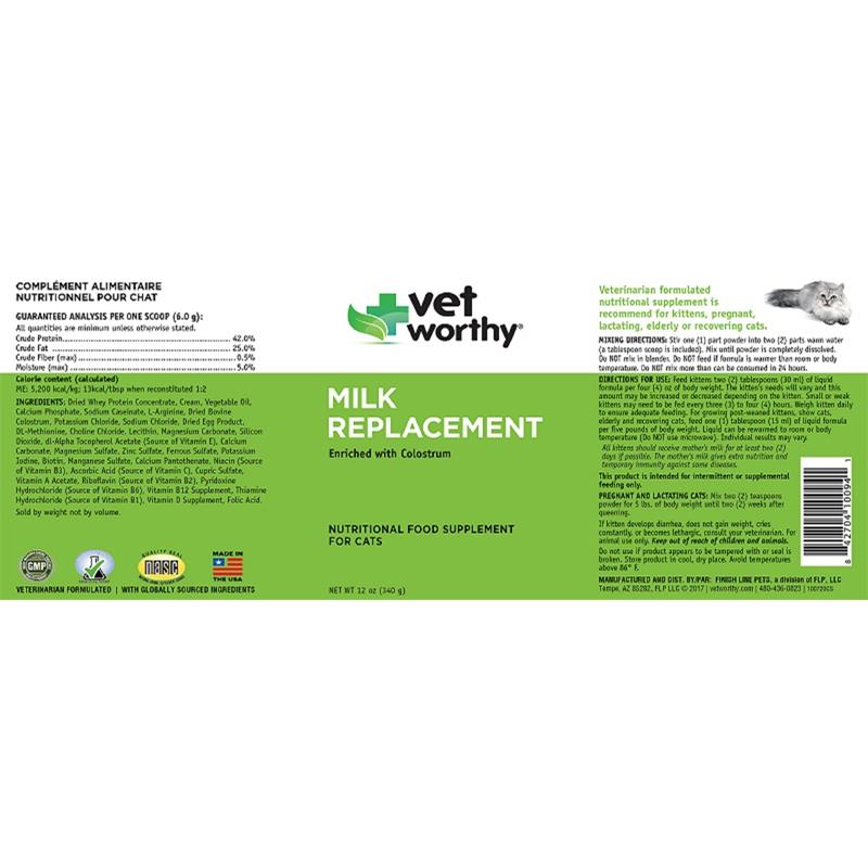 Vet Worthy Milk Replacement Powder for Cats, 12 oz Allivet