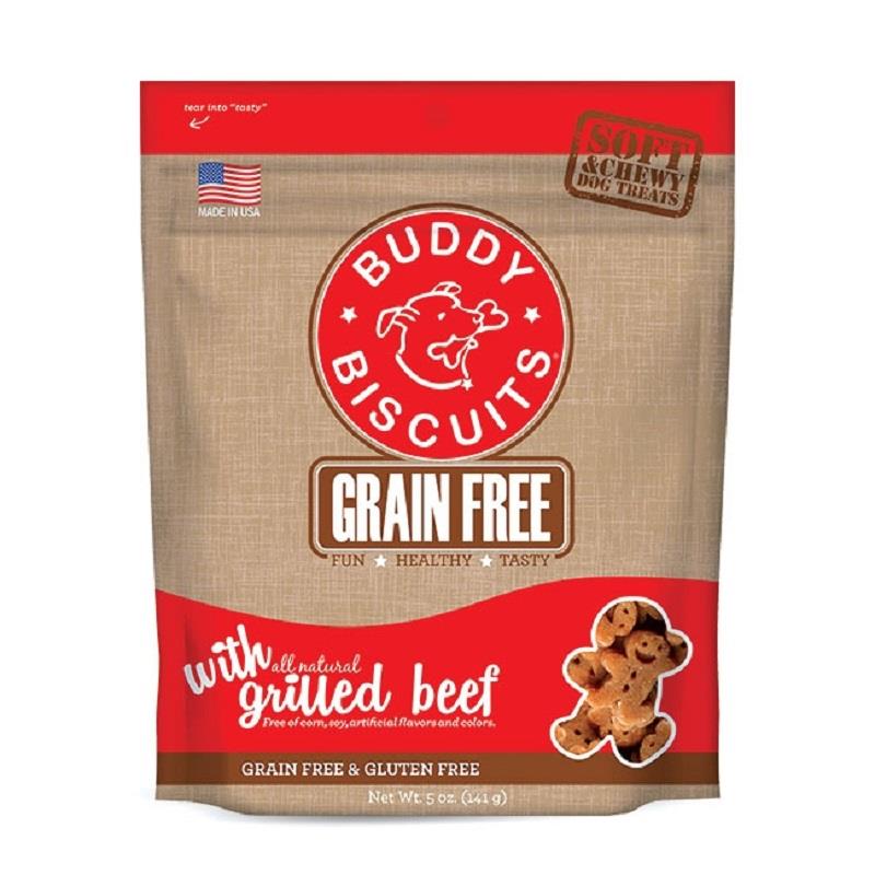 Buddy Biscuits Grain Free Soft and Chewy Grilled Beef Dog Treats, 5 oz Allivet