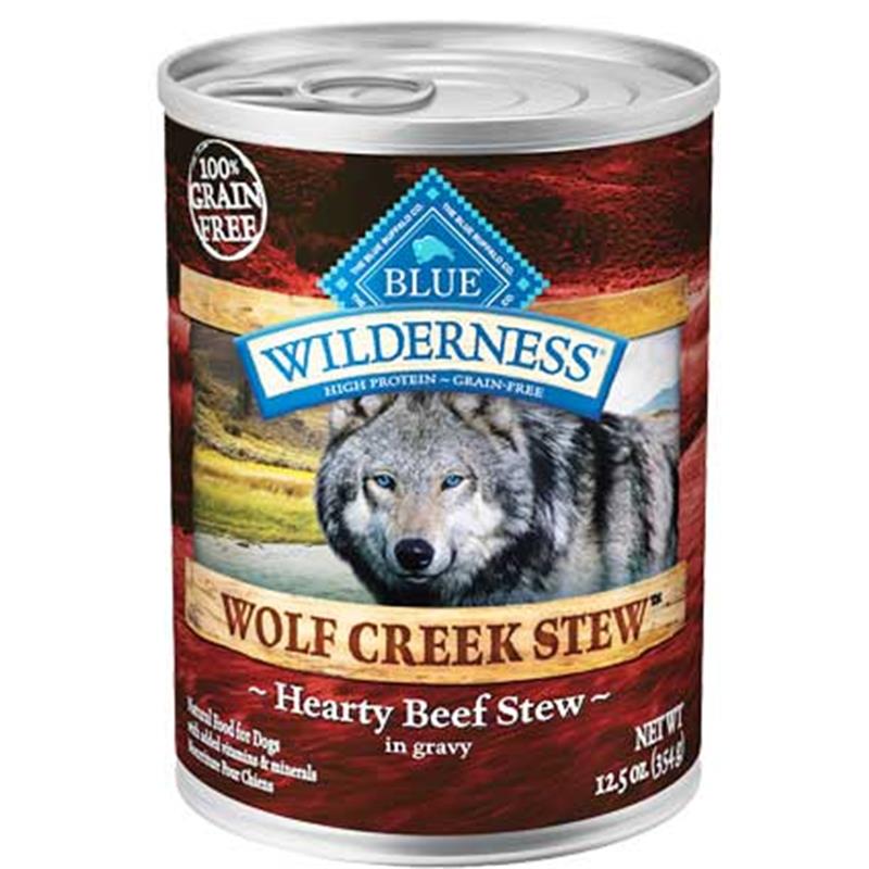 Blue Buffalo Wilderness Wolf Creek Beef Stew Grain Free Adult Dog Food, 12 x 12.5 oz cans