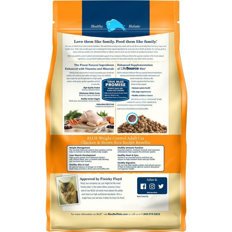 Blue Buffalo Weight Control Chicken and Brown Rice Adult Cat Food Allivet