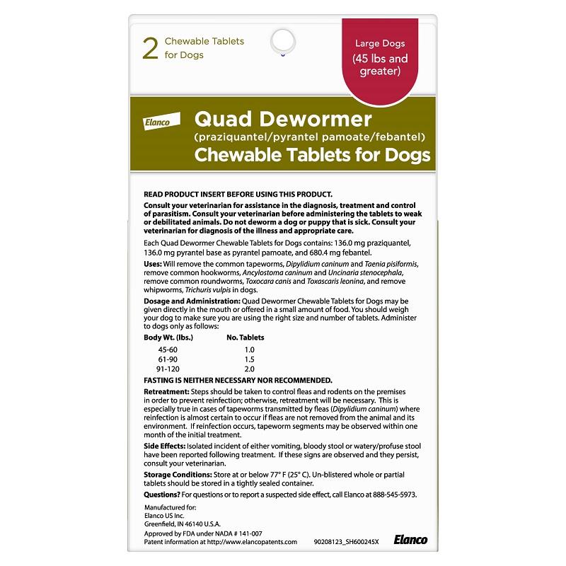 Quad Dewormer Chewable Tablets for Dogs Allivet