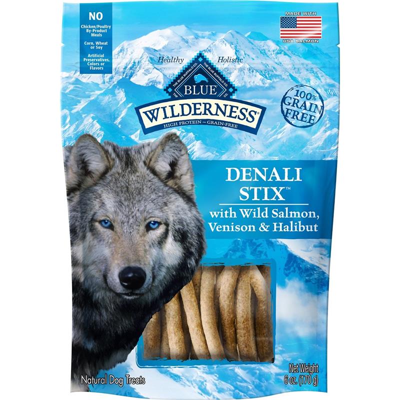 Blue Buffalo Wilderness Denali Stix w/Wild Salmon, Venison & Halibut Dog Treats, 6 oz
