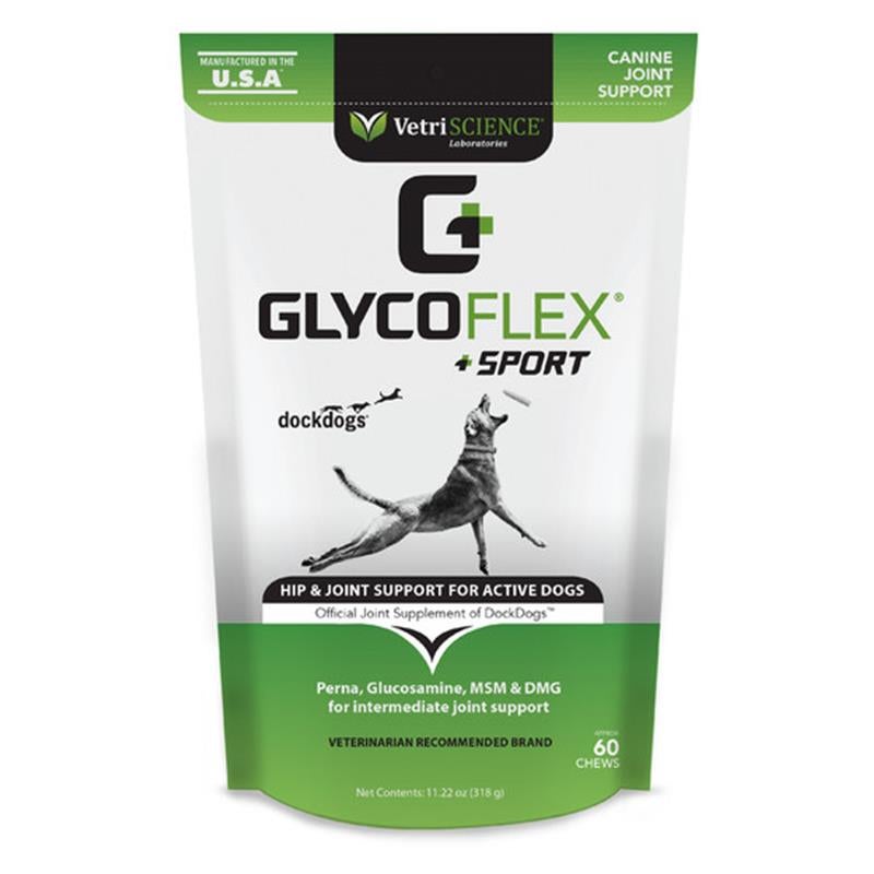 Vetri-Science Glyco-Flex Sport Hip & Joint Support for Active Dogs, 60 Chews