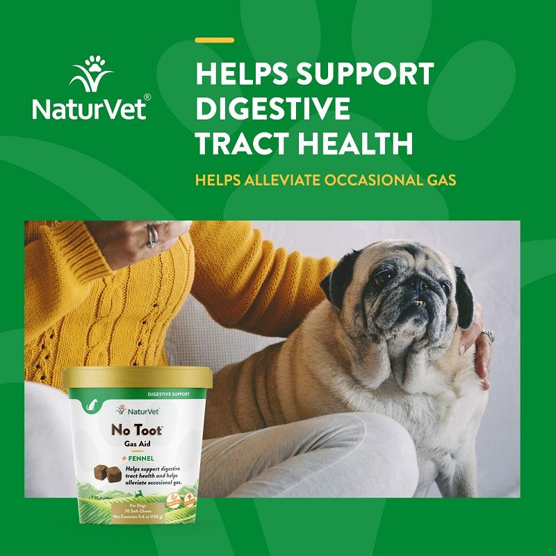 NaturVet No Toot Gas Aid Plus Fennel for Dogs, 70 Soft Chews Allivet