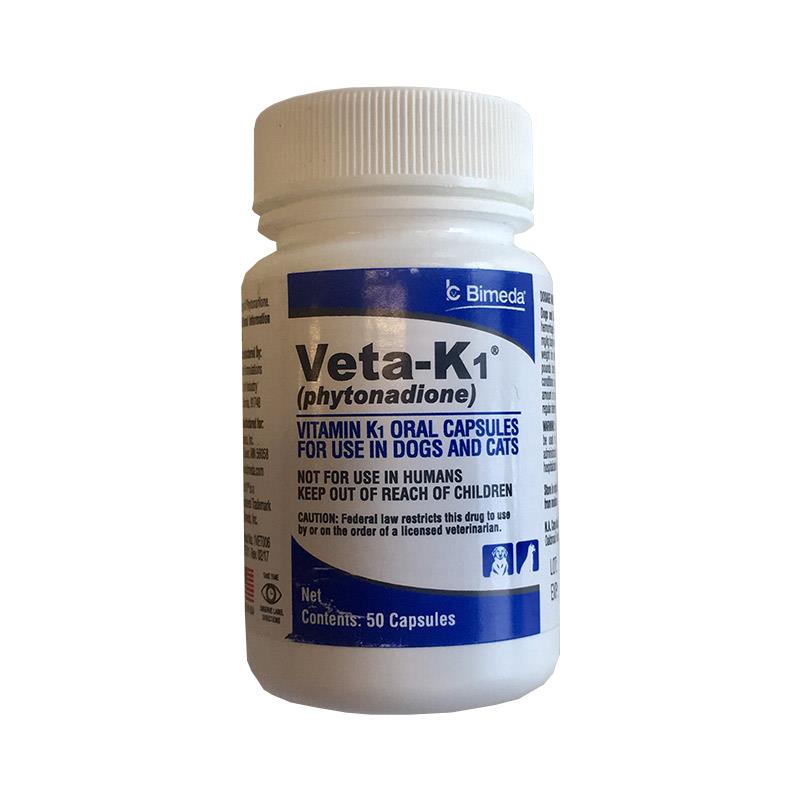 Vitamin K1 for Dogs and Cats, 50 Capsules Allivet