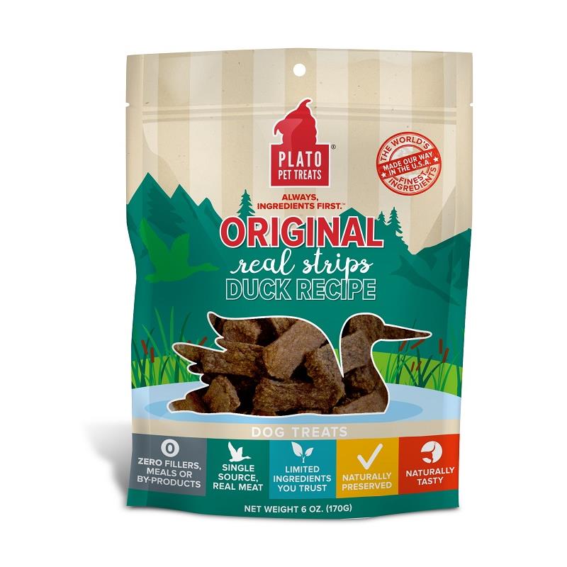 Plato Original Real Strips Duck Dog Treats Allivet