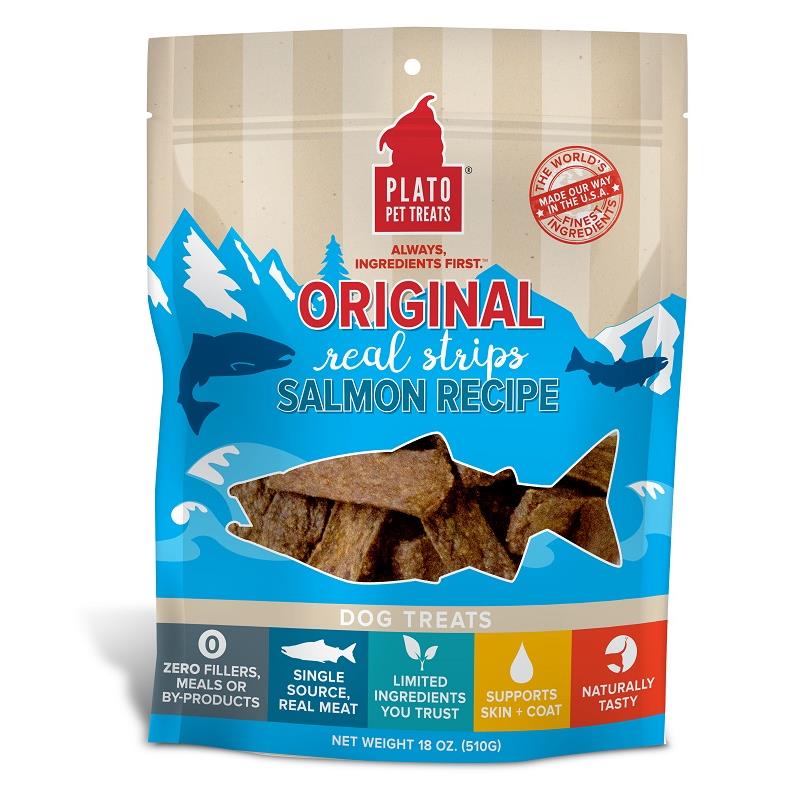 Plato Original Real Strips Salmon Dog Treats Allivet