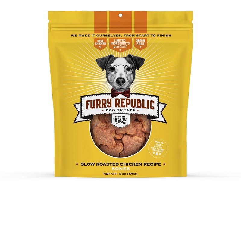 Furry Republic Slow Roasted Chicken Bones Dog Treats, 6 oz Allivet