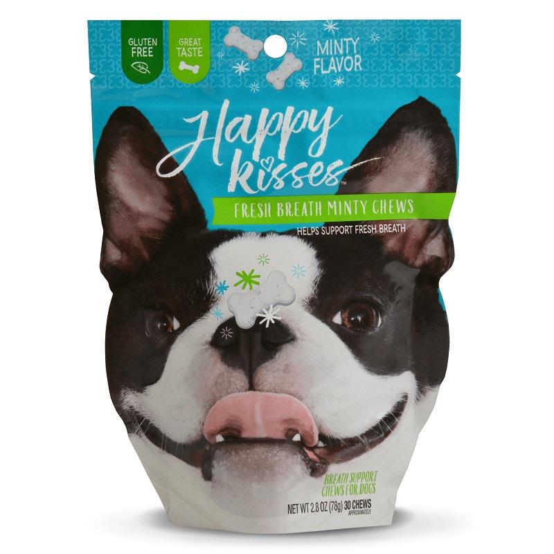 Happy Kisses Fresh Breath Minty Chews for Dogs, 30 ct Allivet