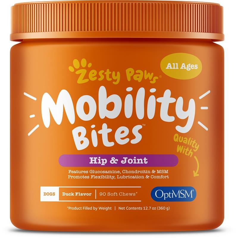 Zesty Paws Mobility Bites Hip & Joint Supplement for Dogs Duck Flavor