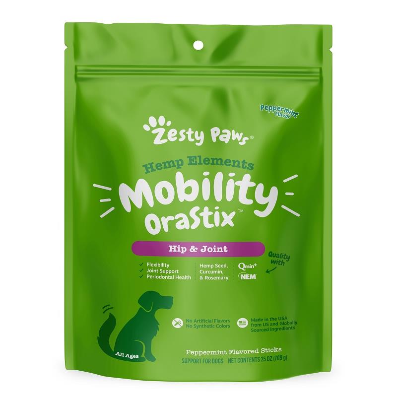 Zesty Paws Hemp Elements Mobility OraStix Hip & Joint Supplement for
