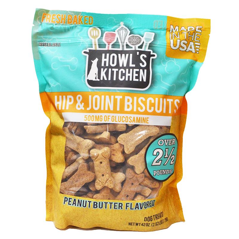Howl's Kitchen Peanut Butter Flavor Hip & Joint Biscuits Dog Treats, 2.