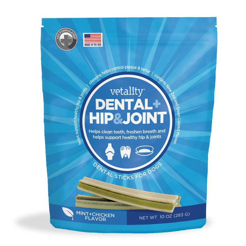 Vetality Dental + Hip & Joint Sticks for Dogs in Mint & Chicken Flavor