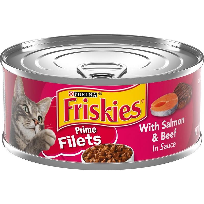 Friskies Prime Filets with Salmon & Beef in Sauce Canned Cat Food, 24 x