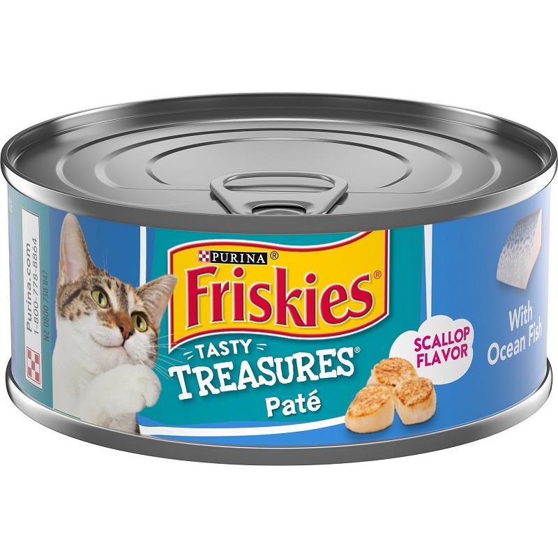 Friskies Tasty Treasures Pate Ocean Fish & Scallop Canned Cat Food, 24