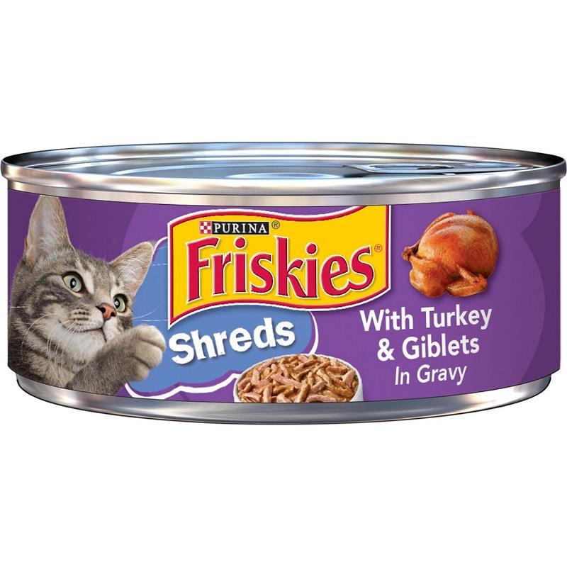 Friskies Savory Shreds with Turkey and Giblets Canned Cat Food, 24 x 5