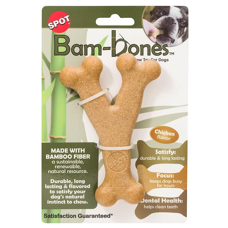 Ethical Pet Spot BamBones Wish Bone Chicken Flavored Chew Single Dog Toy 5.25" Allivet