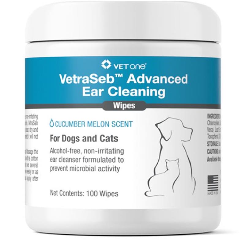 VetraSeb Advanced Ear Cleaning Wipes for Dogs and Cats, 100 ct Allivet