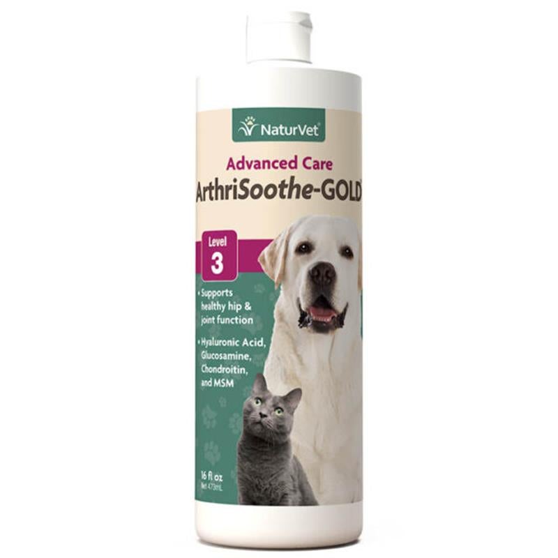 NaturVet ArthriSootheGOLD Joint Supplement, Level 3 Advanced Care Joint Support Liquid for Dogs