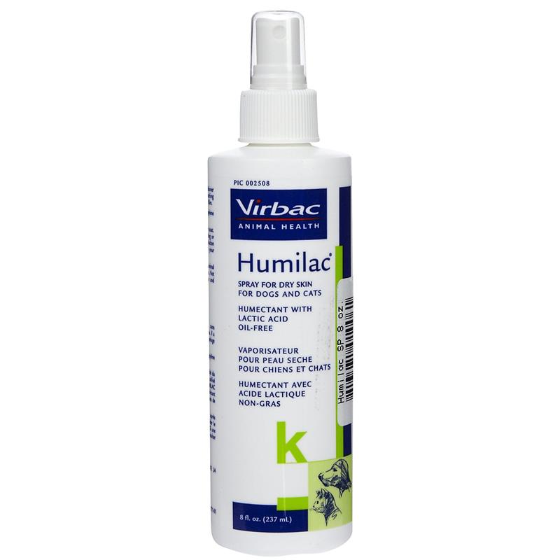 HUMILAC is a soothing dry skin treatment for dogs and cats incorporating an oil free humectant. HUMILAC Formulated to aid in moisturizing dry skin and in restoring luster to the hair coat without leaving a greasy or oily film.