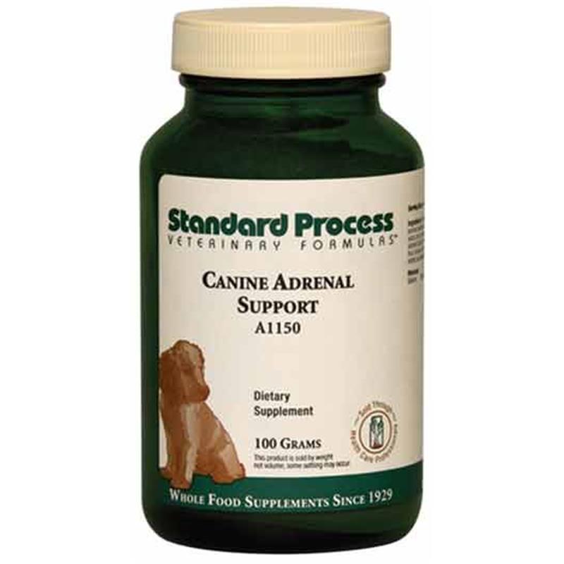 Standard Process Canine Adrenal Support is a natural supplement for dogs that helps the adrenal glands respond normally in stressful situations.