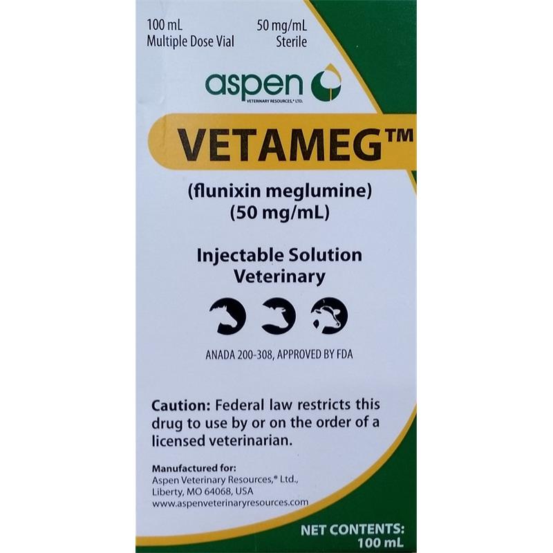 Vetameg (Flunixin Meglumine) Injectable, 50 mg/ml Allivet