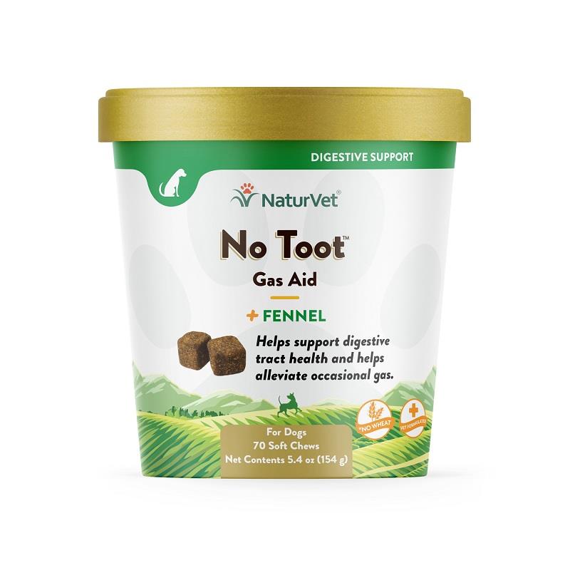 NaturVet No Toot Gas Aid Plus Fennel for Dogs, 70 Soft Chews Allivet