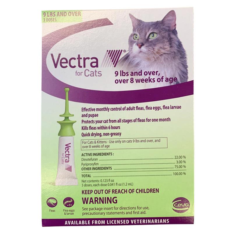 Vectra for Cats, 9 lbs and over Green 3 Month Supply Allivet