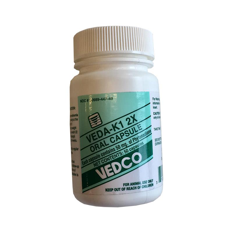 Vitamin K1 for Dogs and Cats, 50 Capsules | Allivet